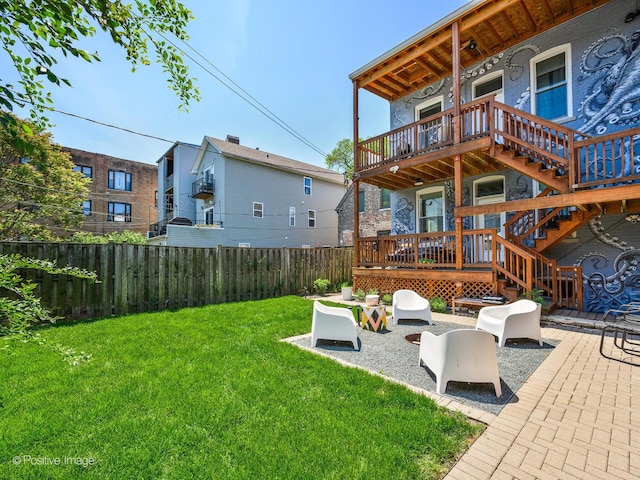 877 N Mozart St, Chicago, IL 60622 - view of yard with a deck, a patio area, and stairway