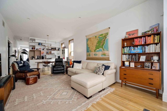 living room with light wood finished floors