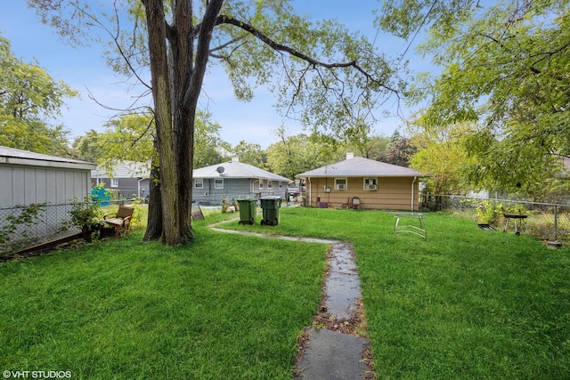 view of yard with a fenced backyard