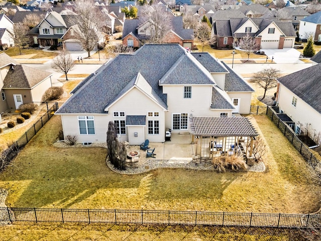 aerial view with a residential view