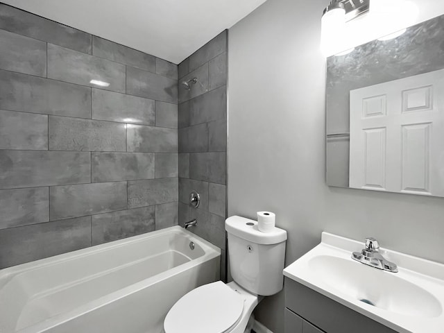 full bath with toilet, tub / shower combination, and vanity