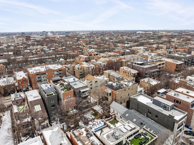 drone / aerial view with a view of city