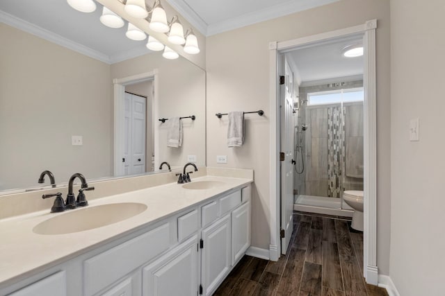 full bathroom with crown molding and a sink