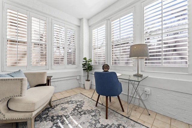 home office featuring light tile patterned flooring