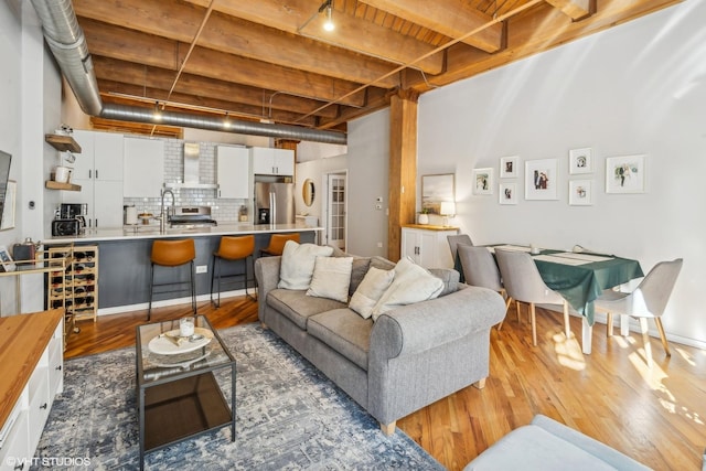 living area featuring wood finished floors