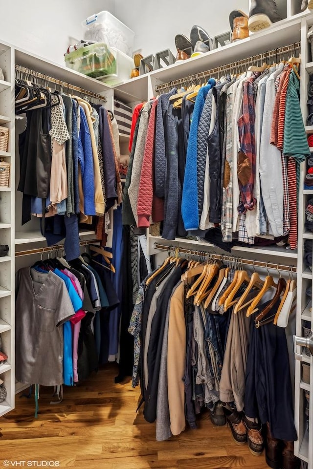 spacious closet featuring wood finished floors