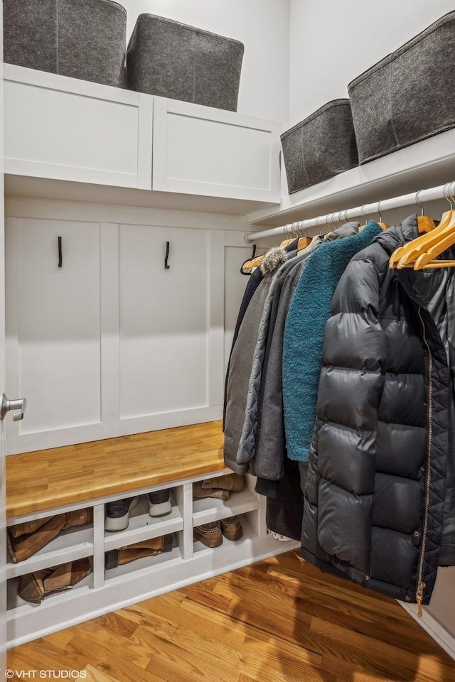 walk in closet featuring wood finished floors