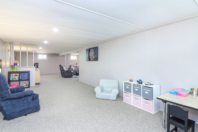 playroom with carpet floors