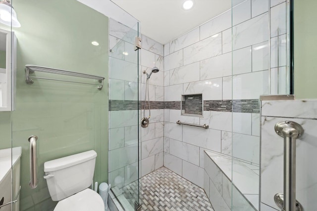 full bath with a shower stall and toilet