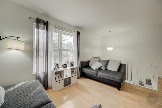 living room featuring light wood-type flooring