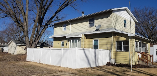 back of property with fence