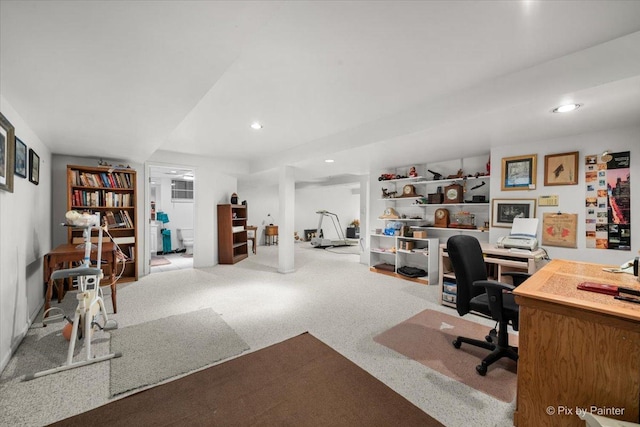 home office with recessed lighting