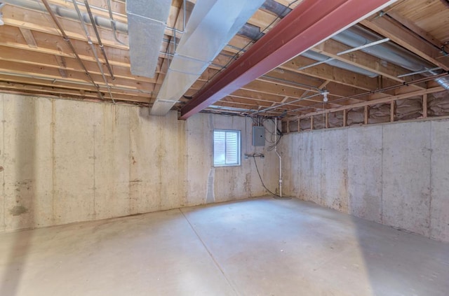 basement with electric panel