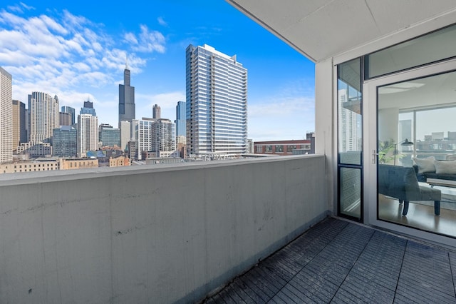 balcony featuring a view of city