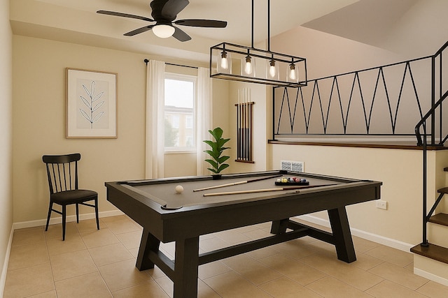 9310 S Eggleston Ave, Chicago, IL 60620 - playroom featuring ceiling fan, baseboards, visible vents, and light tile patterned floors