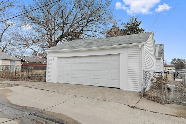 detached garage with fence