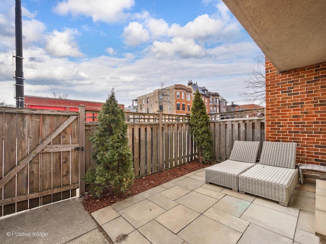 view of patio featuring a fenced backyard