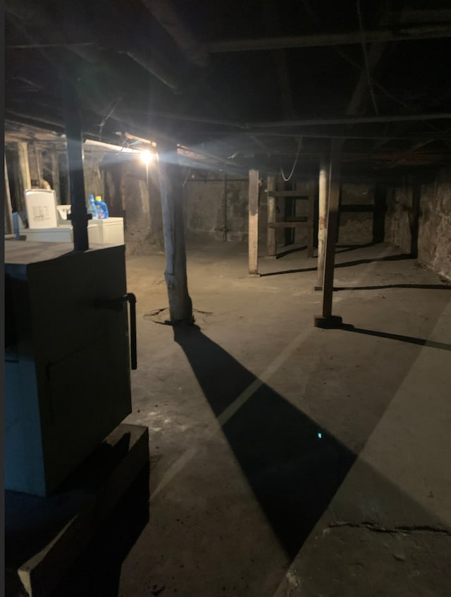 view of unfinished basement