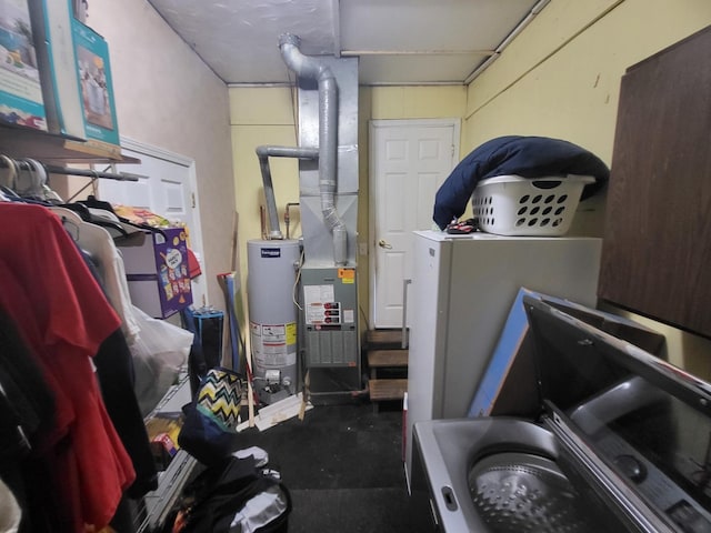 utility room with water heater