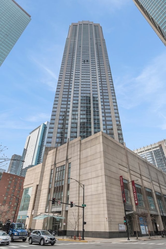 view of building exterior with a city view