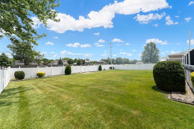 view of yard featuring a fenced backyard