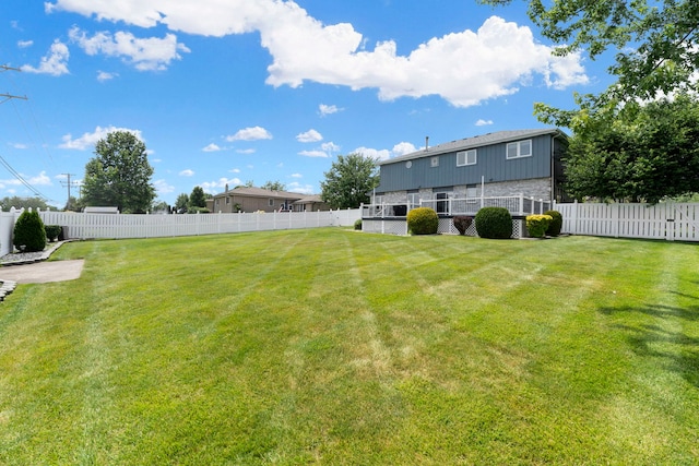 view of yard featuring a fenced backyard