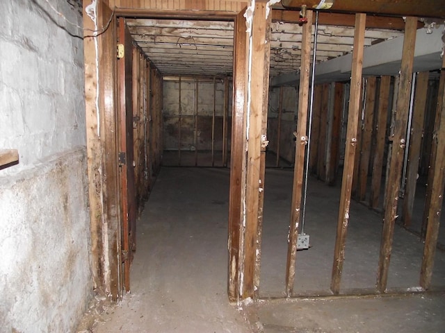 view of unfinished basement