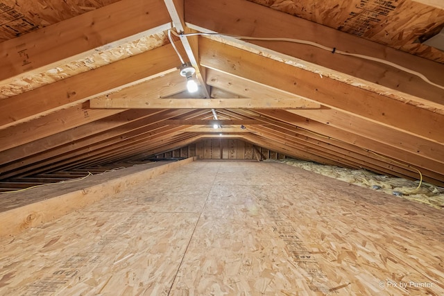 view of unfinished attic