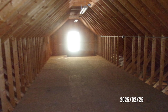 view of unfinished attic