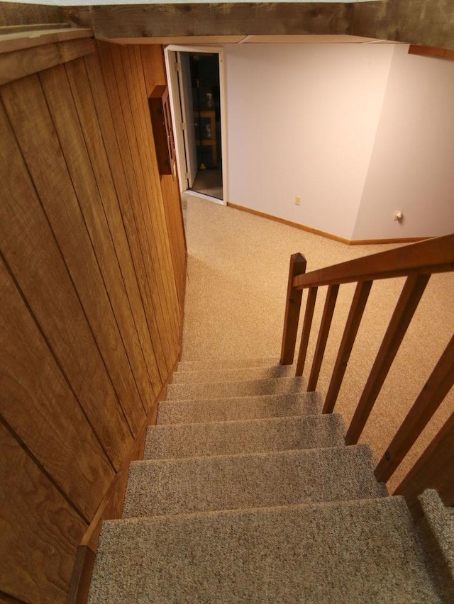 stairs with carpet and baseboards