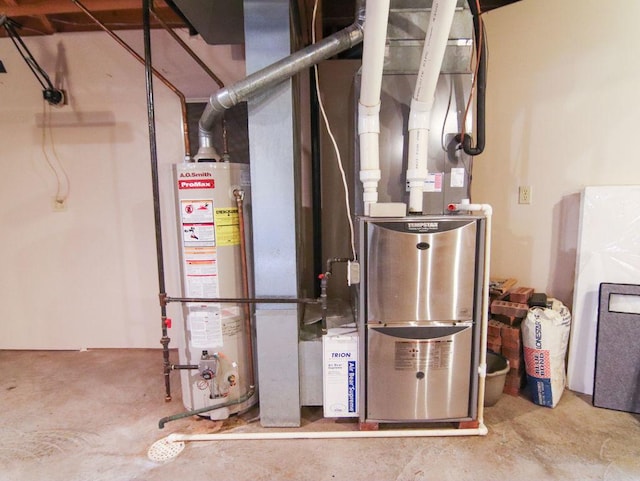 utility room with water heater