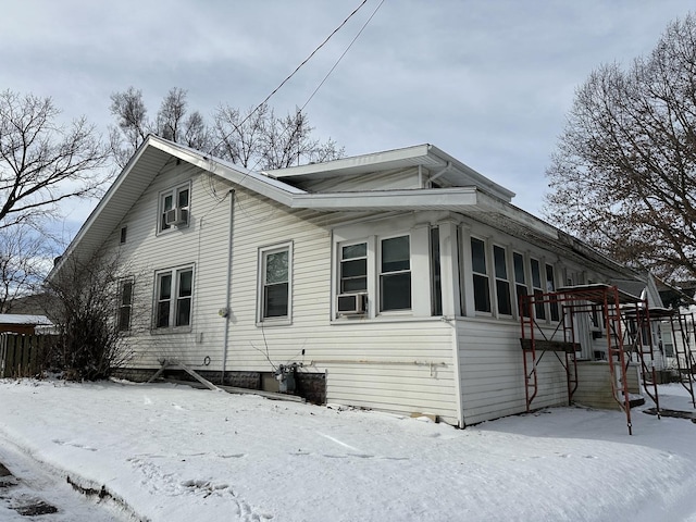 view of snow covered property