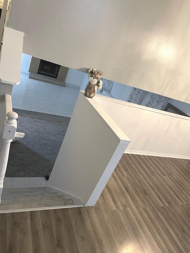 1080 Redondo Dr, Romeoville, IL 60446 - bathroom with wood finished floors and a fireplace