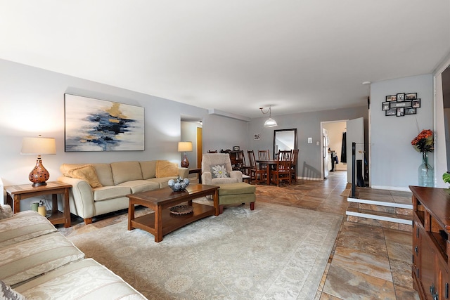 living area with baseboards