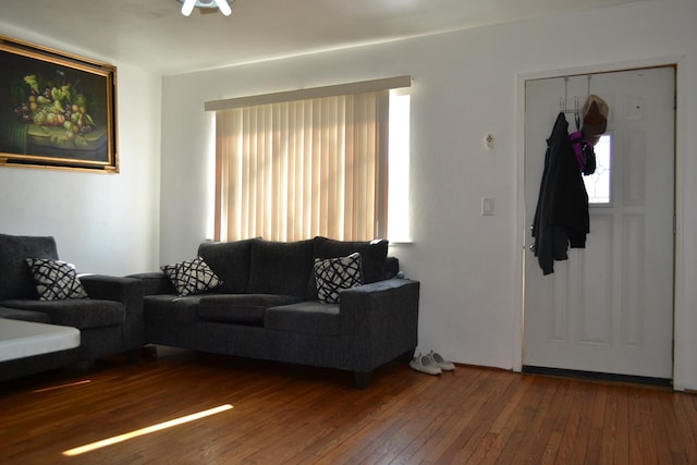 living area with wood finished floors