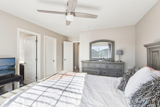 bedroom featuring ceiling fan