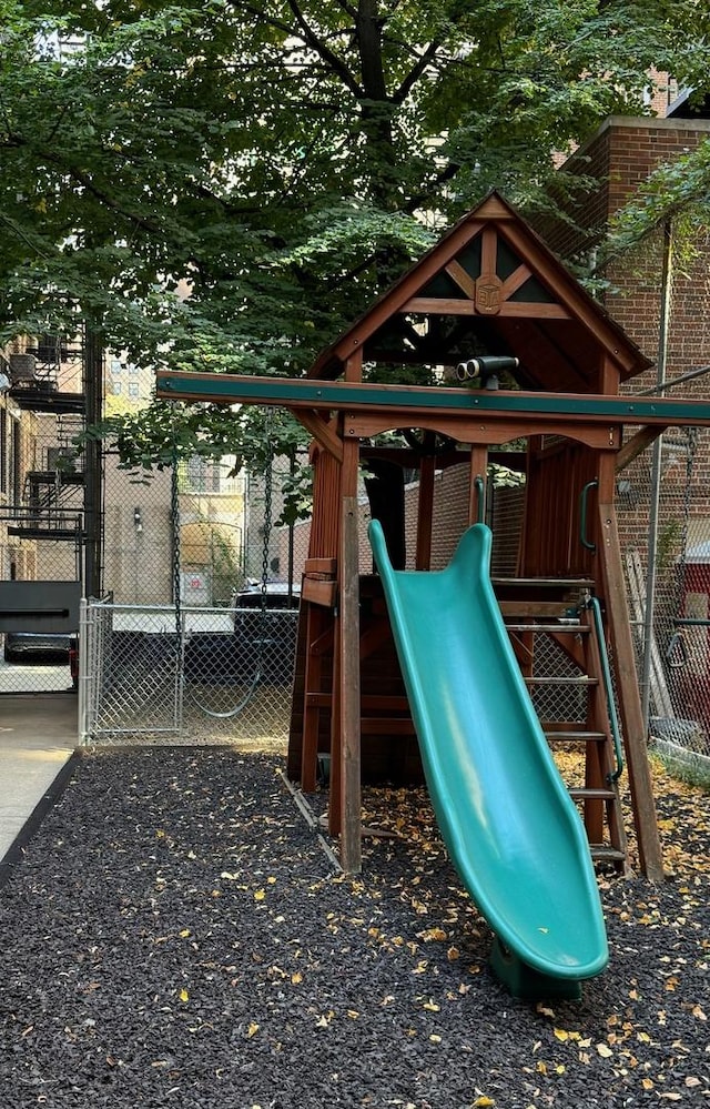 community play area with fence