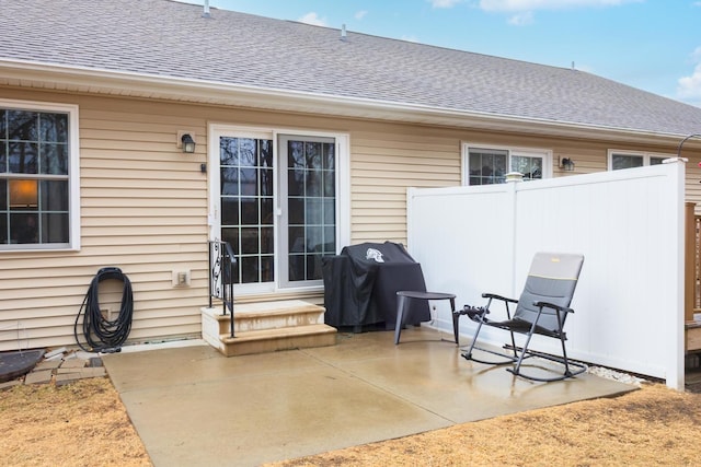 view of patio with entry steps and grilling area