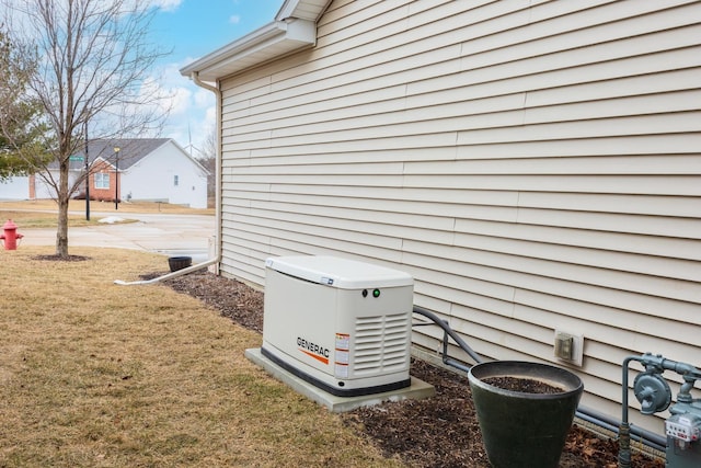 exterior details with a power unit and gas meter