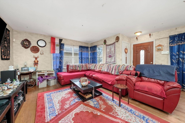 living room with light wood-style floors