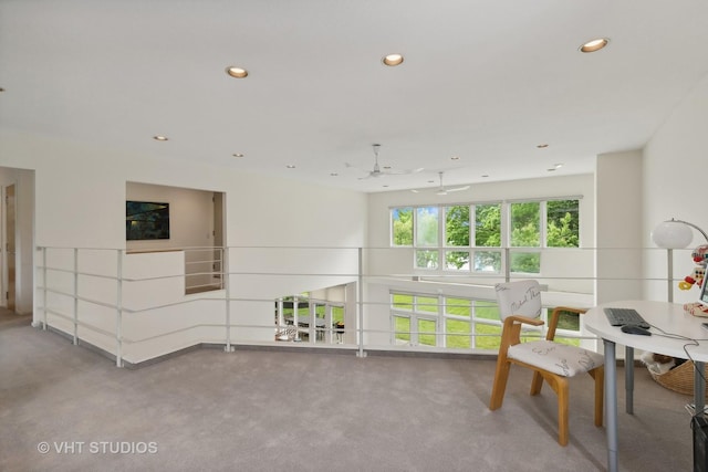 interior space featuring carpet floors and recessed lighting