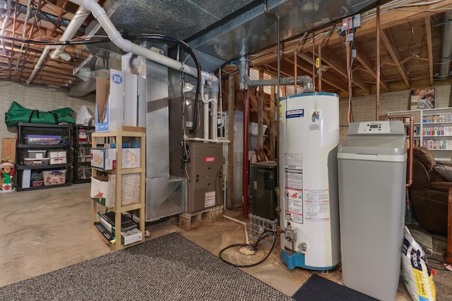 utility room featuring water heater