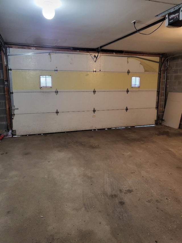 garage with a garage door opener