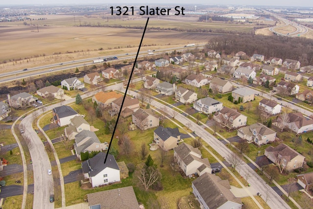 aerial view with a residential view