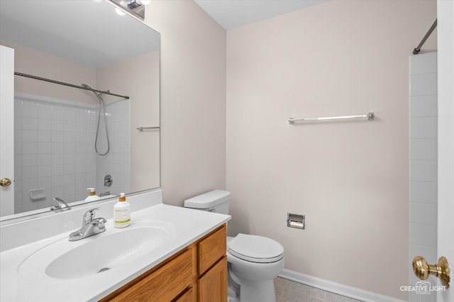 2018 Fulham Dr Unit 2018, Naperville, IL 60564 - full bathroom featuring a shower, vanity, toilet, baseboards, and tile patterned flooring