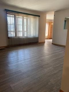 unfurnished room with dark wood-style floors