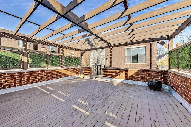 wooden terrace with a pergola