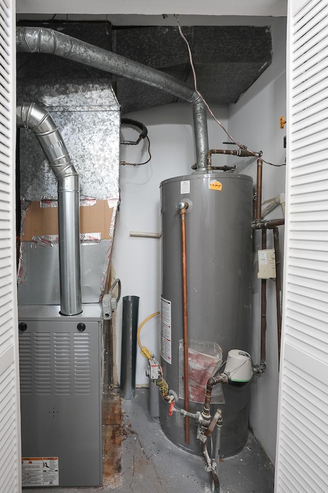 utilities featuring gas water heater and heating unit