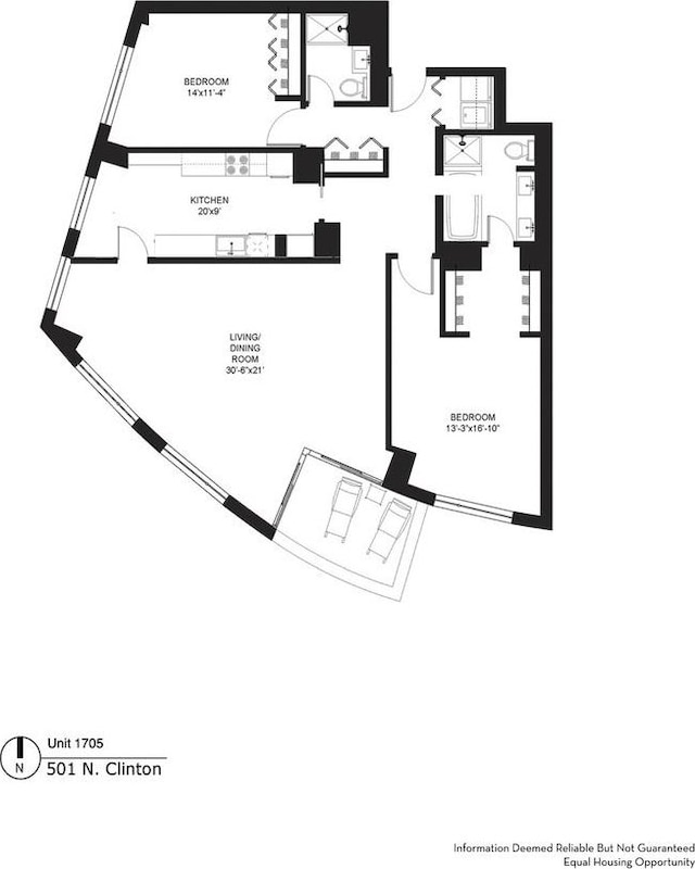 501 N Clinton St Unit 1705, Chicago, IL 60654 - view of home floor plan