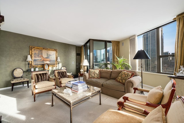 501 N Clinton St Unit 1705, Chicago, IL 60654 - carpeted living room with baseboards